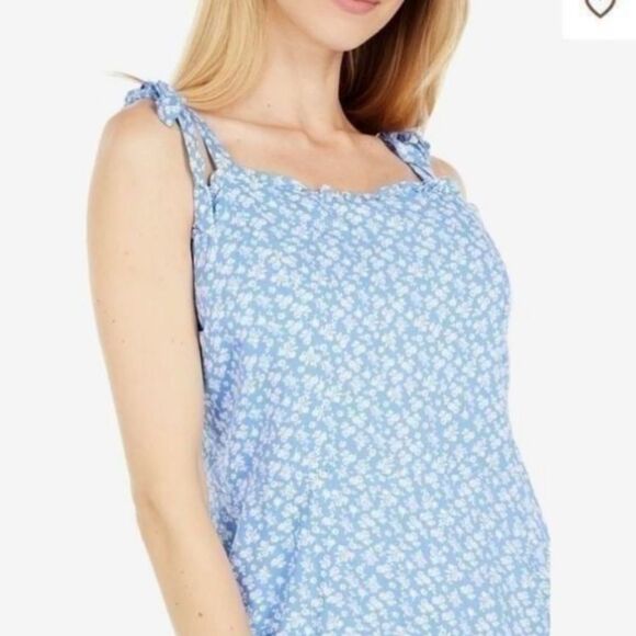 Bardot Paris Mini Flip Dress Blue Ditsy light blue white flowers ruffle hem XS - Picture 14 of 16